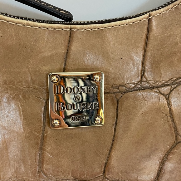 DOONEY & BOURKE TAN CROC BIT LEATHER HOBO PURSE - Picture 4 of 12